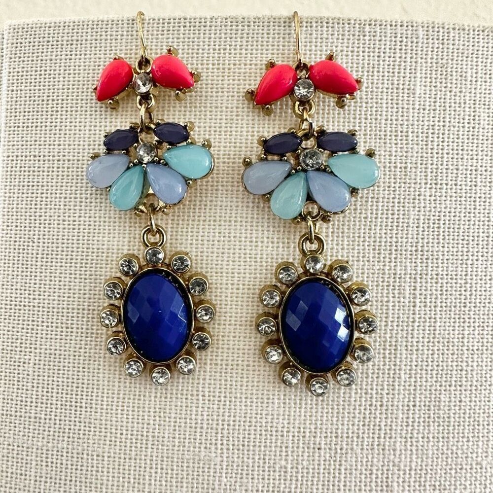 Colorful drop statement earrings